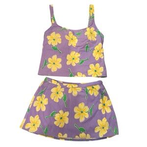 South Point Jantzen Vintage Purple Floral Tankini Swim Suit